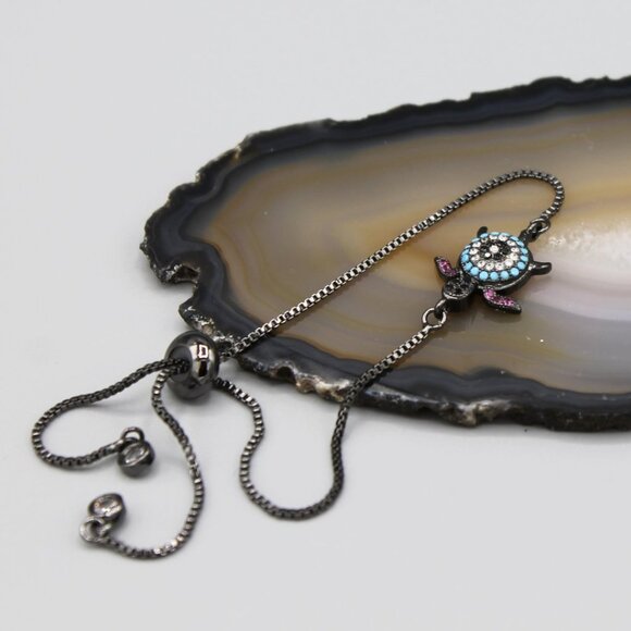 Jewelry bracelet turtle ocean blue black dainty minimalist Summer fashion new - Picture 3 of 7